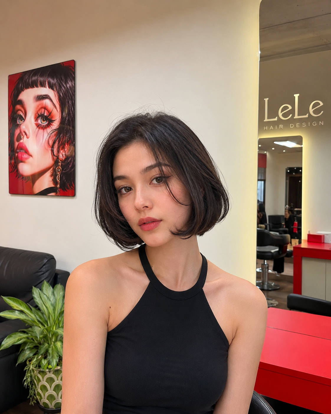 Bob Layer and C-Curl hairstyle at LeLe Hair Design