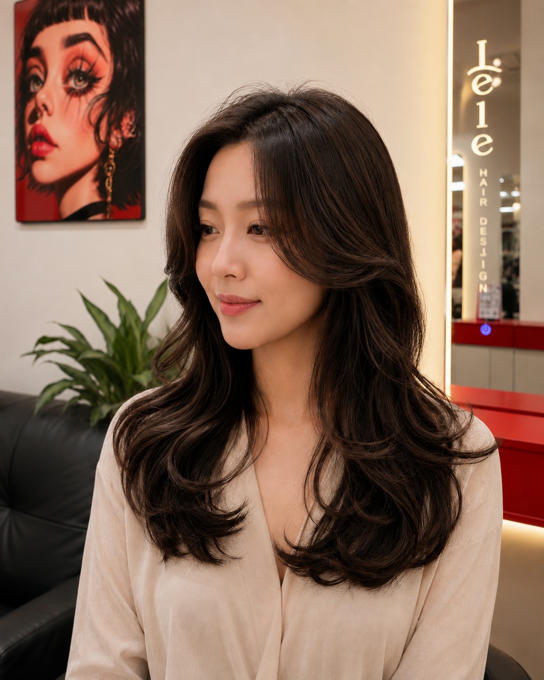 Soft wave perm hairstyle at LeLe Hair Design