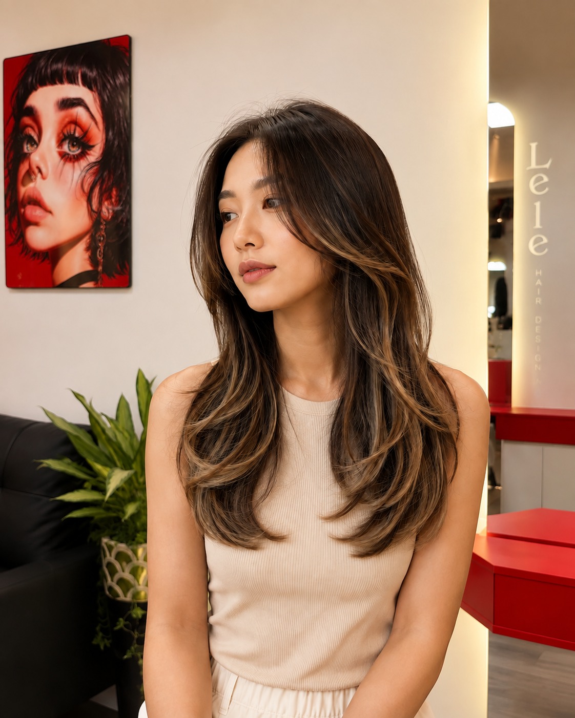 Layer perm hairstyle at LeLe Hair Design