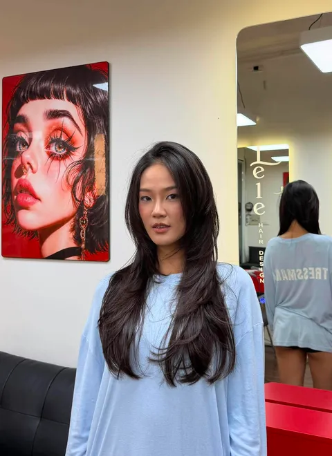 Long layered hairstyle created for a customer at LeLe Hair Design