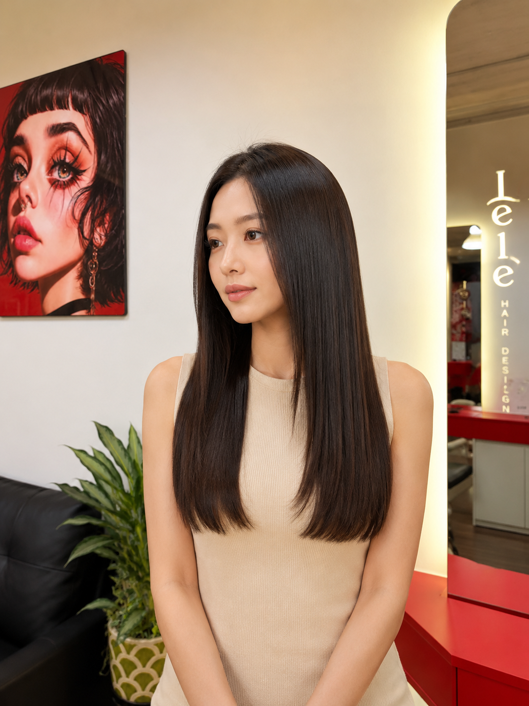 Smooth restored hair after recovery treatment at LeLe Hair Design