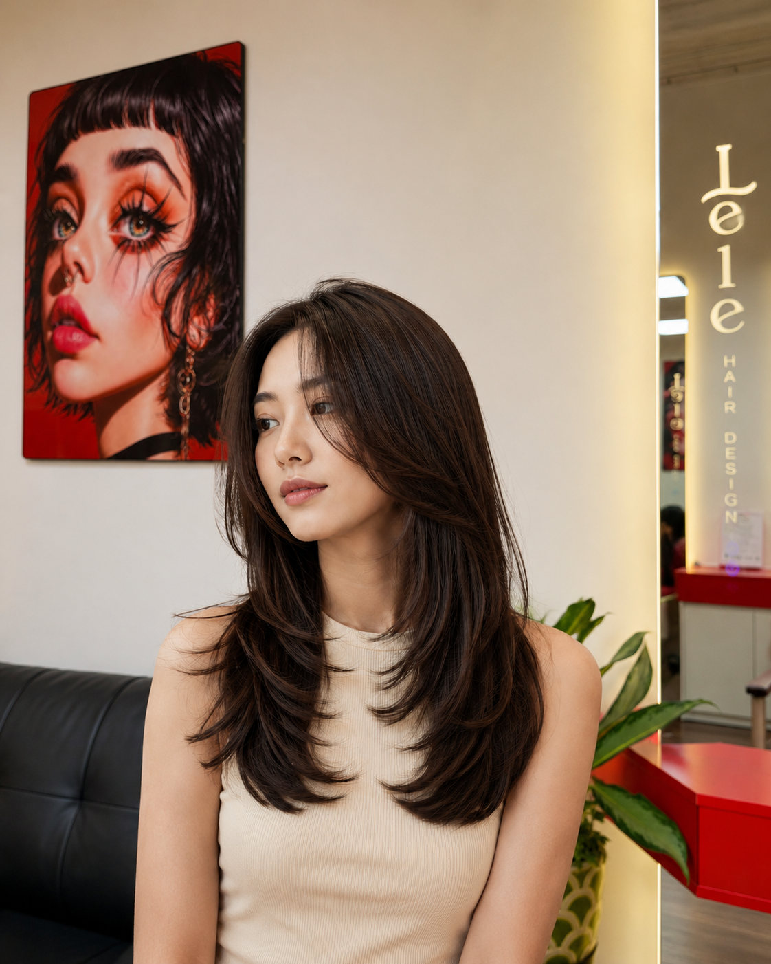 Layered hair styled at LeLe Hair Design