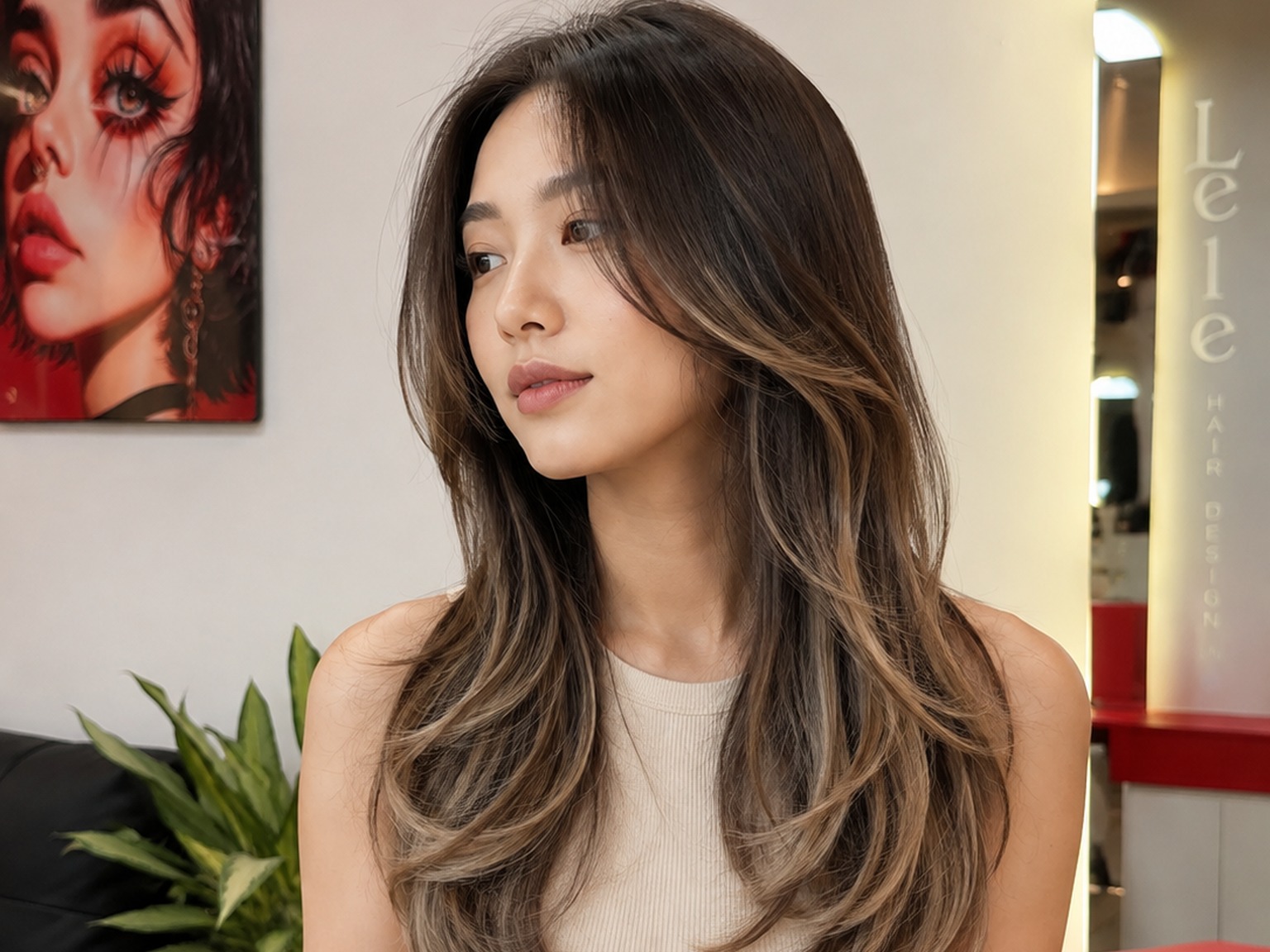 Mẫu tóc nhuộm Balayage đặc trưng tại LeLe Hair Design